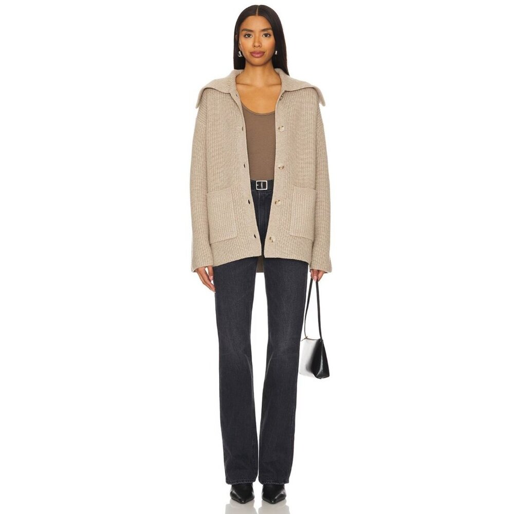 SIMKHAI Hollie Cardigan in Oat X-Small New Womens Knit Wool Sweater - Picture 16 of 16